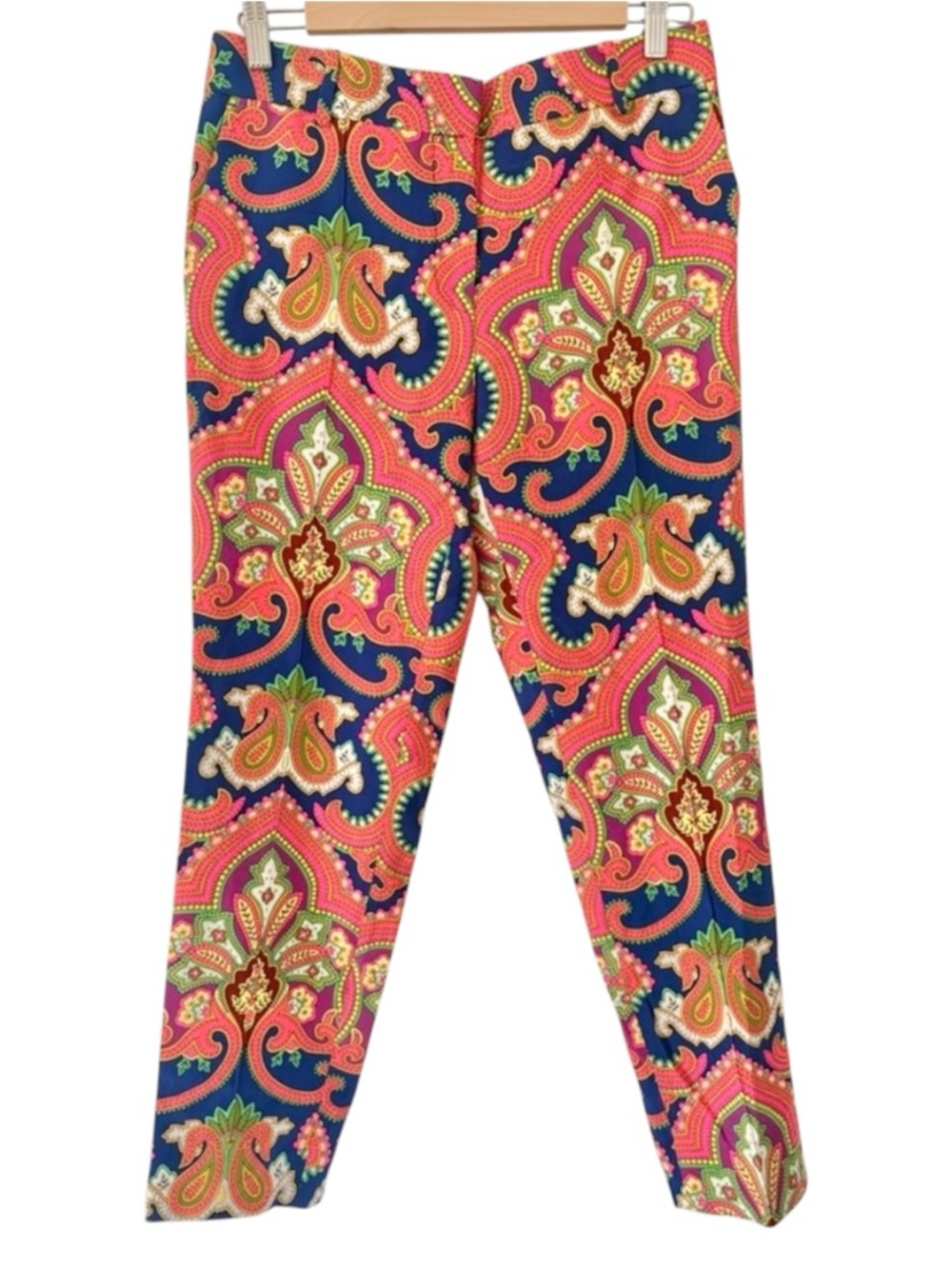 Celine Silk Trousers Made in France Authentic 100% Silk Straight Leg Paisley 38